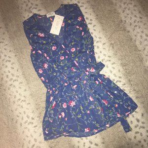 NWT Blue Sleeveless Wrap Top Floral Print